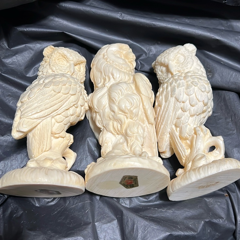 A. Santini Owl Sculptures Lot of 3